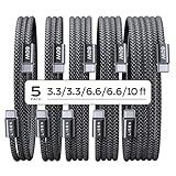LISEN USB C Cable, 5-Pack [3.3/3.3/6.6/6.6/10FT] USBC to USBC Cable for iPhone 16e 15 Pro Max Charger Cord, 60W (3.1A) C to C Cable Fast Charging for Samsung S25/S24/23, Switch 2, iPad, MacBook