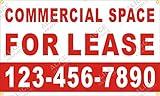 28" X 46" Custom Printed COMMERCIAL SPACE FOR LEASE Banner Sign with Your Phone Number (Design #2), Existing Text Change Available (Optional)