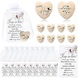 Fulmoon 100 Sets Memorial Pocket Hug Wooden Heart Token Keepsake Pocket Hearts Charms Bulk for Family Funeral Gift with Organza Bags and Cardinal Greeting Cards Church Favors