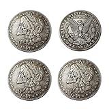 FAYZSOWSR 4PCS Skull Coin, U.S 1897 Skull Princess Hobo Nickel Artistic Antique Morgan Coins Silver Plated Memento Mori Coin Collectible Challenge Coin