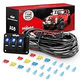 Nilight 16AWG LED Light Bar Wiring Harness Kit 12V On/Off 3 Gang LED Pod Lights Rocker Switch Panel Power Relay Fuse 5Pin Toggle for Cars Boat ATV Trucks-6 Leads