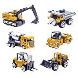 6 Pieces Construction Truck Toys, Diecast Construction Vehicles for Boys Age 4-7- Forklift Excavator Dump Tractor Toy Cars Kids Play Vehicles for Boys 3-5 6 7 8 Construction Birthday Party Supplies