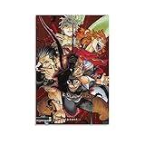 YARUN Japanese Action Adventure Manga Series Black Clover Anime Retro Poster Posters Wall Art Painting Canvas Gift Living Room Prints Bedroom Decor Poster Artworks 16x24inch(40x60cm)
