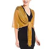 MELIFLUOS DESIGNED IN SPAIN Shawl Wrap Scarf for Women for Evening Dresses, Wedding, Party, Bridal Spring Summer Fall (Evening Scarf Gold II)