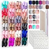 FANDAMEI Press on Nails, 24 Colors 576PCS Press on Nails Short, Matte Glossy Press on Nails Short Square. Glitter Press on Nails Short Round. Natural Fit Lightweight Fake Nails Natural for Nail Art