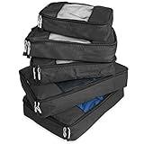 TravelWise Packing Cube System - Durable 5 Piece Weekender Plus Set (Black)