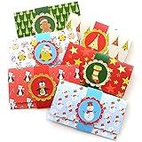 Kids Christmas Holiday Gift Card or Money Holders - Stocking Stuffer Check Cash Envelopes - Set of 6