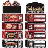 gisgfim 80PCS Movie Night Party Invitations with Envelopes Movie Night Theater Fill In Black Invites Red Carpet Invitations Popcorn VIP Movie Party Ticket Invitations for Birthday Baby Shower Supplies