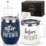 LiqCool Before Patients & After Patients Set for Men, Appreciation Gifts Set for Nurses Doctors Assistants, White Coat Ceremony Gifts for Dentists, Physician, Nurse Mug Therapist Gifts(12oz)