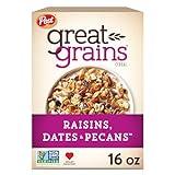 Great Grains Raisins Dates and Pecans Breakfast Cereal, Raisin Cereal with Sweet Dates and Granola Clusters, Non-GMO Project Verified, 16 OZ Box