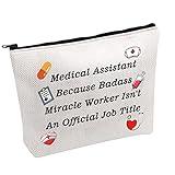 MEIKIUP Nurse Gift Medical Assistant Cosmetic Bag Badass Miracle Worker Isn't An Official Job Title Clinical Nurse Gift (Medical Assistant Bag)