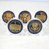 5 Pack Donald Trump Gold Plated Coin, Seal of The President Challenge Coins, Commemorative Gift with Case and Stand