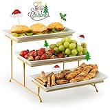 YHOSSEUN Large 3 Tier Serving Tray with Serving Stand, Serving Dishes for Entertaining, Tiered Serving Tray for Valentines Day, Suitable for Dessert Table Display Set Catering Supplies, 12 inch Gold