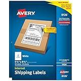 Avery Printable Shipping Labels, 5.5" x 8.5", White, 50 per Pack, 2 Packs, 100 Blank Mailing Labels (8126)