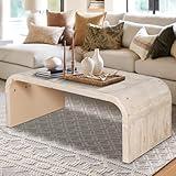 Farmhouse Vintage Crafts Coffee Table, Curved Art Deco Design, Easy Assembly - Perfect for Living Room Style.