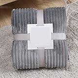 Today's of Deals Flannel Throw,Throw Blanket for Couch,300GSM Super Soft Fleece Stripe Pattern Sofa Blanket for Adults and Kids, Lightweight Cozy Bed Throw for Home Decor All Season (D-Grey)