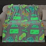 Gaming Blanket Toys Gifts for Boys - Glow in The Dark Game Controller Throw for Kids Age 1-14 Year Old Child Toddler Teen Birthday Christmas Valentine's Day Easter Presents Gamer Room Decor 50"x60"