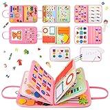 14 Pages Busy Board for Toddlers 2-4,Montessori Travel Toy for Plane/Car,Educational Sensory Toy for Toddlers 1-3,Preschool Activities Board for Developing Fine Motor Skills,Gift for Boys/Girls
