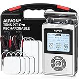 AUVON Rechargeable Digital TENS Unit Muscle Stimulator with 600 mAh Battery, TENS Machine with 8 Customizable Modes, Electric Massager for Shoulder, Back Pain Relief, 6 TENS Pads, A Carry Case