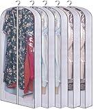 SLEEPING LAMB 60" Long Hanging Garment Bags for Closet Storage Gusseted Clear Dress Bag for Clothes, Gowns, Coats, Suits, 5 Packs