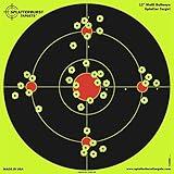 Splatterburst Targets - 12 inch Multi-Bullseye Splatter Target - Easily See Your Shots Burst Bright Fluorescent Yellow Upon Impact - Made in USA (10 Pack)