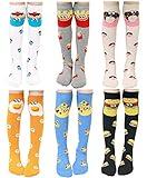 Gellwhu Girls Knee High Socks Gifts Cotton Mid Calf Long Boot Socks Stockings (E SET-6 Pairs)