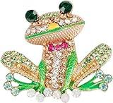 Green Frog Brooch Pins for Women, Cute Rhinestone Inlaid Frog Enamel Animal Brooch Shirt Collar Badge Decor, Clothing, Shoes and Jewelry