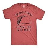 Crazy Dog Mens Graphic Novelty T Shirt I'm Into Fit’Ness Taco in My Mouth Taco Tuesday Tee Cinco de Mayo Funny Gym Shirt for Men Heather Red L