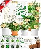 HOME GROWN Deluxe 8 Herb Garden Kit – Best Gifts for Women, Unique Christmas Gardening Present for Mom, Her, Friend – Birthday Gift Gardeners, New Home Housewarming Kitchen Live Plant Starter