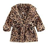 Qiylii Unisex Baby Plush Bathrobe Plain Kimono Gown Newborn Toddler Girls Boys Towel Robe Nightwear Clothes (R Leopard, 0-6 Months)