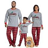 IFFEI Matching Family Pajamas Sets Christmas PJ's Sleepwear Truck Print Top and Plaid Pants with Pocket Women: L