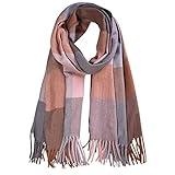 SOJOS Classic Plaid Tartan Cashmere Scarf for Women Men Soft Scarves SC316 with Pink and Blue Plaid