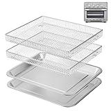 Stainless Steel Baking Tray Pan and Air Fryer Basket Compatible with Cuisinart Airfryer TOA-060 and TOA-065 Deep Fryer Parts & Accessories 2pcs (with Cuisinart Airfryer models TOA-060 and TOA-065)