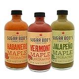 Sugar Bob’s Finest Kind, Hot Sauce Variety Pack, Hot Sauce Gift Set, Includes Vermont Maple Sriracha, Jalapeno Hot Sauce, and Habanero Hot Sauce, (Pack of 3)