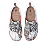 UIN Women's Walking Travel Shoes Slip On Canvas Casual Loafers Lightweight Art Painted Flats Comfort Fashion Sneaker Elephant (6.5)