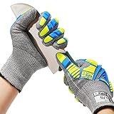 Graloky Level 7 Cut Resistant Gloves, Safety Work Gloves for Men Women, Impact Gloves with TPR Protection, ANSI Level A7 Protection, Touch Screen Mechanic Work Glove for Construction Gardening Kitchen