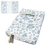 QRZIQRZ Blue Floral Paperback Book Cover Protector,Washable Soft Canvas Fabric Book Covers with Bookmark,Adjustable Double Side Print Book Dust Jacket Covers for Hardcover Novel Book Lovers Gift