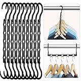 HOUSE DAY Black Magic Space Saving Hangers, Premium Smart Hanger Hooks, Sturdy Cascading Hangers with 5 Holes for Heavy Clothes, Closet Organizers and Storage, College Dorm Room Essentials 10 Pack