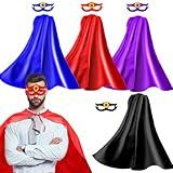 iROLEWIN Superhero Capes for Adults Masks 4 Pack Super-Hero Group Costume for Women Men Halloween Dress Up Events Party Favor