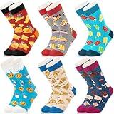 Dsia Zamur 6 Pack Boys Girls Dessert Food Socks + Gift Box, Novelty Crew Stockings for Pizza Cookie Milk Cake Cheese Ice Cream Chocolate Lovers 4-7 Years Kids