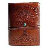 Leather Journal in Brown 8x6 Refillable Lined Paper Tree of Life Handmade writing Notebook Diary Leather Bound Daily Notepad for women and men Writing pad for Artist Sketch