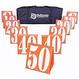 GoSports Football Field Yard Line Markers - Set of 11, High Visibility Weighted Yardage Markers with Portable Carrying Case