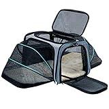 Cat Dog Carrier - Airline Approved Expandable Soft-Sided Pet Carrier with Removable Fleece Pad and Pockets, for Cats/Puppy and Small Animals Large(2 side expandable)