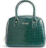 Fit & Fresh Lyon Luxe Lunch Bag For Women, Insulated Womens Lunch Bag For Work, Leakproof & Stain-Resistant Large Lunch Box For Women, Faux Croc Leather, Emerald