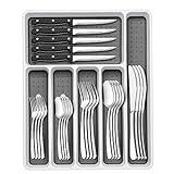 49-Piece Silverware Set with Organizer, Heavy Duty Stainless Steel Flatware for 8, Cutlery Utensil Sets with Steak Knives, Rust-proof, Mirror Polished, Dishwasher Safe