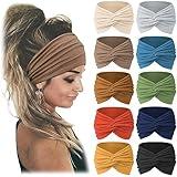 Jesries 10 PCS Women Headbands African Wide Hair Wrap Extra Turban Head Bands for Lady Large Sport Workout Stretch Non-slip Big Hair Bands