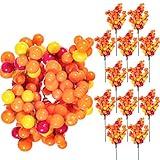 Whaline Autumn Orange Berry Twig Stem, 12 Pack Artificial Orange Berry Picks for Fall Decor, Christmas Tree Decorations, Crafts, Wedding, Holiday Home Decoration