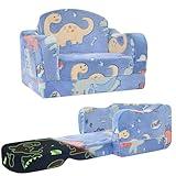 Thick Comfy Toddler Chair and Couch for Kids,2-in-1 Soft Plush Fold Out Sofa for Children,Convertible Couch to Lounger for Toddler