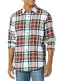 Amazon Essentials Men's Long-Sleeve Flannel Shirt (Available in Big & Tall), Red White Tartan Plaid, Medium