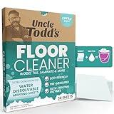 Uncle Todd's Ultra Concentrated Floor Cleaner: 30 Natural, 100% Dissolvable Sheets for Mopping – Hardwood & Wood Floor Cleaner with Filth-Fighting Enzymes, Plastic-Free Packaging